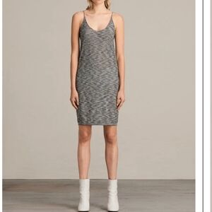 All Saints Blyth Stripe Vest Dress Size Small Black And White Stripe‎ Brand New